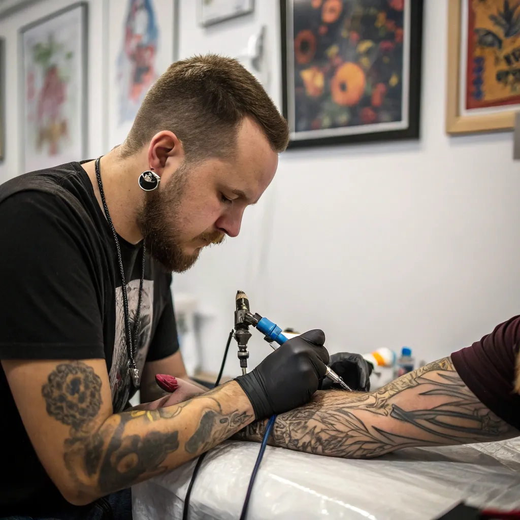 Tattoo artist at work